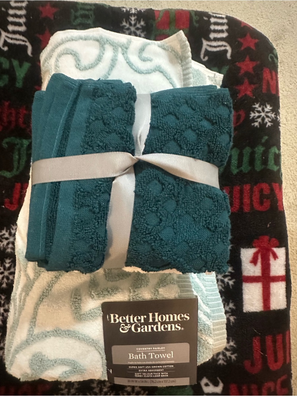 Better Homes And Gardens Teal and Cream Paisley Bath Towel Set